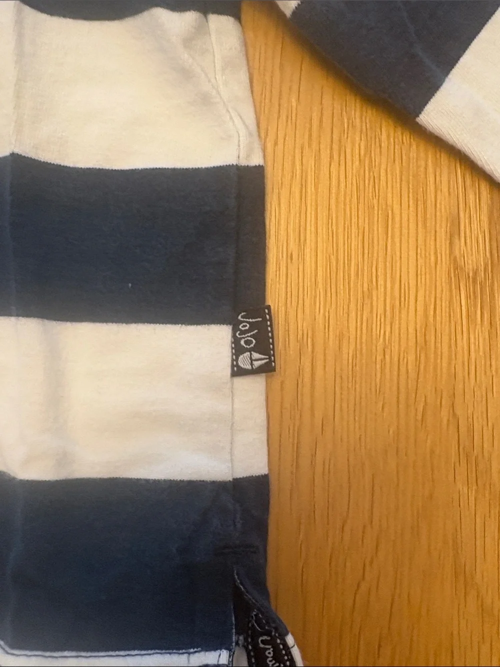 Baby Navy & White Stripe Polo Top with Red Collar - 12-18months